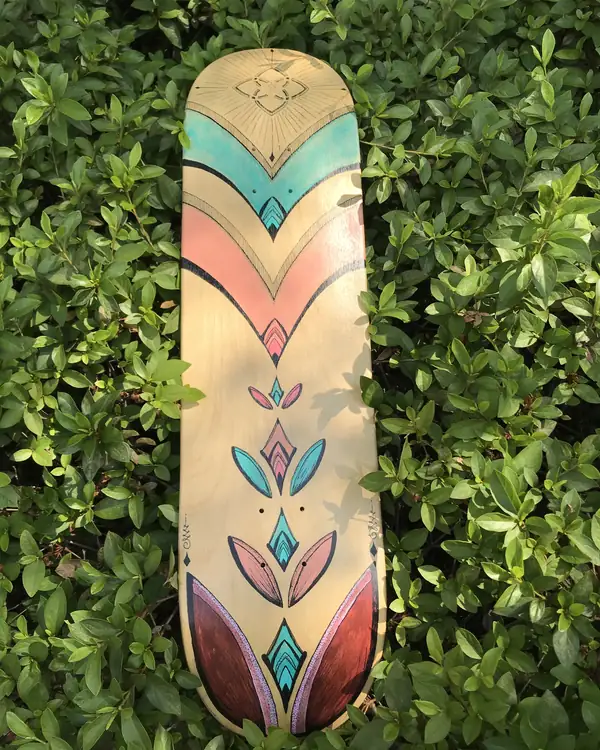 Painted skateboard deck